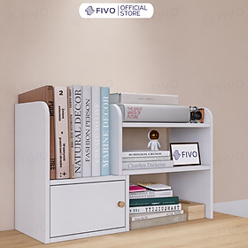 Kệ sách gỗ mini để bàn đa năng fivo fb23 bo góc an toàn, dễ dàng lắp ráp, trang trí góc học tập và làm việc.
