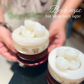 Mua Bát Tụ Bảo Đá Ngọc Hoàng Long  xanh serpentine  trẮNG BẠCH NGỌC - Đường Kính10cm và 12cm ( Có Đế