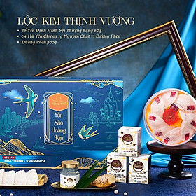 Yến Sào Hoàng Kim - Hộp Quà Lộc An Cát Tường (Set 50g Tinh Chế Sợi Thượng Hạng & 4 Hũ Yến Chưng) Quà Tặng Đối Tác