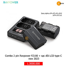 Mua Combo 2 Pin Ravpower FZ100 kèm sạc So-ny a74 a73 a7s3 a7c a7r4