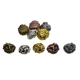 10x Carved Lion Head Loose Spacer Beads DIY Bracelet Necklace Findings Craft