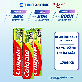 Bộ 3 Kem đánh răng Colgate Vitamin C thơm mát 170g/ tuýp