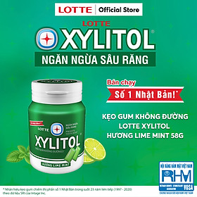 Kẹo Gum không đường Lotte Xylitol - Hương Lime Mint 58 g