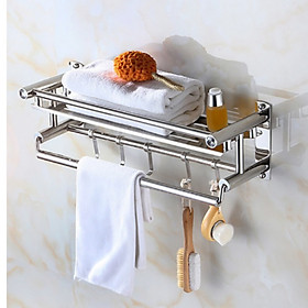 Kệ treo đồ nhà tắm 2 tầng bằng inox dán tường tiện lợi
