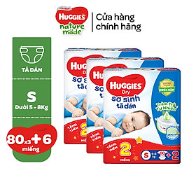 Tặng thêm miếng Thùng 3 gói Tã dán sơ sinh Huggies Tràm Trà NB70 S54 S80