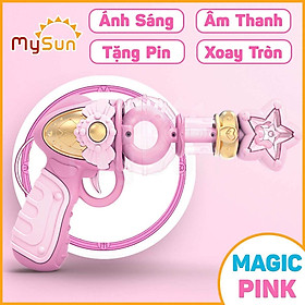 Súng đồ chơi trẻ em có đèn nhạc cho bé gái biến hình công chúa phép thuật tặng PIN