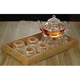 Mua BỘ ẤM CHÉN PHA TRÀ THỦY TINH GỒM 1 ẤM  6 CỐC  1 ĐẾ CHÂM NẾN  1 KHAY TRE ( ĐẾ CHÂM NẾN VÀ KHAY TRE GIAO BẤT KỲ ) VD27