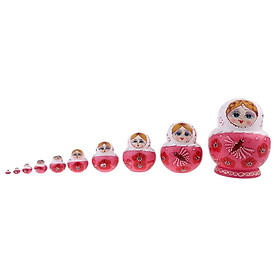 10pcs Butterfly Printed Wooden Babushka Russian Nesting Doll Matryoshka Toy