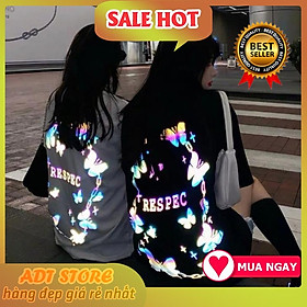 Áo Thun unisex Phối Hình Phản Quang Phát Sáng 7 Màu RESPEC bướm Siêu Hot độc đẹp giá rẻ form rộng tay lỡ