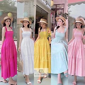 Đầm Maxi 2 dây Váy Maxi 2 dây màu trơn Lovi