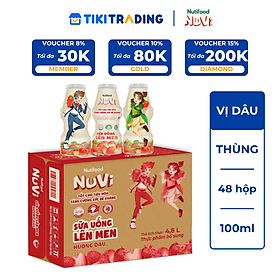 Thùng 48 hộp sữa uống lên men Nuvi vị Dâu 100ml