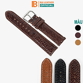 Dây đồng hồ nam da đà điểu Bụi Leather D104 - Da thật khâu tay thủ công cao cấp - Bảo hành 12 tháng - Nâu café