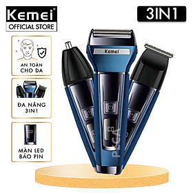 Máy cạo râu đa năng 3IN1 Kemei KM-6541 có thể cạo râu, cắt tóc, tỉa lông mũi - Chính hãng