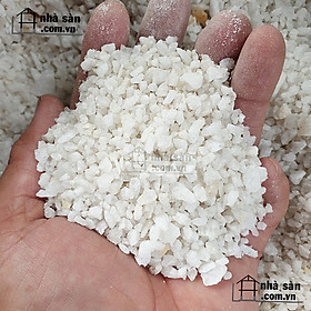 Mua Đá thạch anh vụn trắng cỡ nhỏ rải nền nhà  trang trí  nhà cửa sân vườn || Kích thước 0.3x0.5 cm