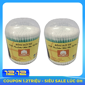 Bộ 2 Hộp Bông Ráy Tai Người Lớn Cotton (Hộp 200 Que)