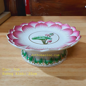 Mua Dĩa bạch ngọc sứ trắng cao cấp hình hoa sen nổi 4 cỡ đường kính : 15.5 cm  17.5cm  20cm  22cm