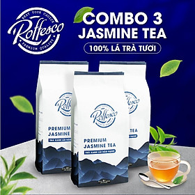 Combo 3 Trà Xanh Lài ROFFESCO PREMIUM JASMINE TEA Hương Vỏ Cam Nhẹ Nhàng Túi 400G