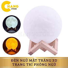 Đèn ngủ mặt trăng 3D, Đèn Ngủ 3D vỗ đổi 16 màu + điều khiển từ xa + tặng kèm đế gỗ