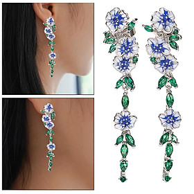 Dangle Earrings Blue Flower Shaped, Statement Earrings Boho Bohemian Teardrop Fashion Jewelry Dangling Earrings Lightweight Gifts for Women