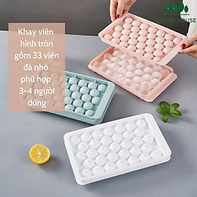 Khay làm đá bi tròn ,khuôn làm đá có nắp đậy thông minh thế hệ mới loại lớn 33 viên làm rau câu ,thạch bi đẹp mắt