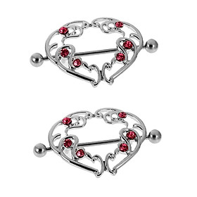 1 Pair Heart Love Stainless Steel Nipple Shield Bar Body Piercing Jewelry