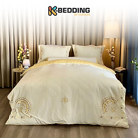 Bộ ga giường chần bông KBedding by Everon KMTS 102 Microtencel Vàng (4 món) - 160x200cm