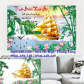 Mua Tranh thêu chữ thập đồng hồ phong cảnh thuận buồm xuôi gió LV3064 chưa thêu