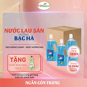 Nước lau sàn Rick 1kg (12 chai/thùng) - Tặng 1 chai rửa chén 750g