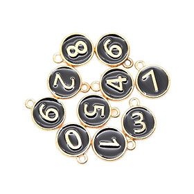 10Pcs 0-9 Enamel Number Pendants DIY Jewelry Making Smooth Surface Decorative Accessory