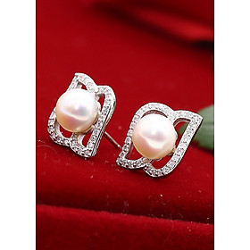 Bông Tai Bạc Ý Hạt Ngọc Cho Nữ B1354