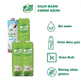 Nước Dừa ACP Vico Fresh - Combo 4 Hộp Nước Dừa 1L (1 Sữa Dừa, 3 Dứa)