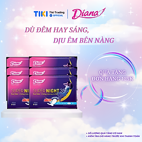 Combo 6 Băng Vệ Sinh Diana Super Night 35cm (Gói 3 Miếng)