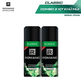 Combo 2 Xịt toàn thân Romano Classic cổ điển lịch lãm 150ml
