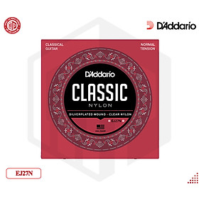 Bộ dây đàn Guitar D'Addario EJ27N Student Nylon Classical Guitar Strings, Normal Tension, Clear/Silverplated Wound — D01-EJ27N - Hàng chính hãng