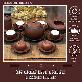 Mua Bộ Ấm Chén Trà Đạo Gốm Tử Sa Bát Tràng Nâu Ganh Dáng Thủy Bình Dung Tích 190ml AHS25