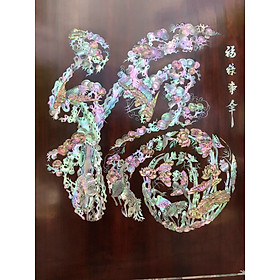 Mua Tranh chữ phúc khảm ốc kết hợp vời vỏ bào ngư  và lền gỗ gụ kt 81×81×4cm