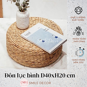 Mua Ghế đôn đa năng đan lục bình hình tròn Smile Decor dùng để ngồi  làm bàn thấp  ghế gác chân  trang trí glamping  camping