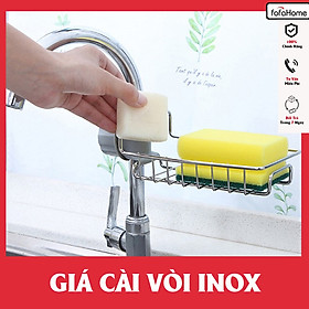 Giá Inox Cài Vòi Rửa Bát - Giá Inox Treo Vòi Đựng Giẻ Rửa Bát Chén Đa Năng Kệ Treo Inox 304 Gọn Gàng Tiện Dụng