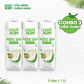 COMBO 3 Hộp Nước dừa Cocoxim đóng hộp Cocoxim Xanh dung tích 1000ml/Hộp