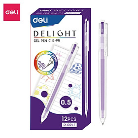 01 Bút bi nước mực gel bấm nhiều màu 0.5mm Deli xinh xắn nhanh khô viết