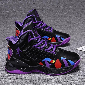 Giày Bóng Rổ Trẻ Em 2022 Mới Giày Trẻ Em Lưới Giày Thể Thao Bé Trai Chạy Bộ Giày Thể Thao Ngoài Trời Color: Black violet T601 Shoe Size: 36