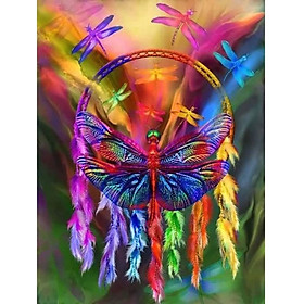 Bimkole 5D Diamond Painting Color Dragonfly Dream Catcher Full Drill DIY Rhinestone Pasted with Diamond Set Arts Craft Decorations (12x16inch)
