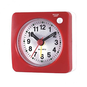 2X Ascending Sound Small Travel Alarm Clock with Snooze Nap and Light Red