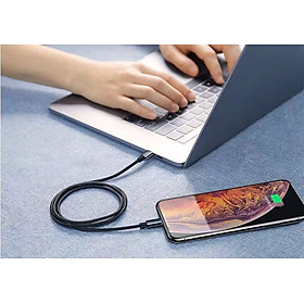 Dây cáp sạc nhanh dòng 2.1 A, truyền dữ liệu dây bện dù siêu bền, chống rối USB-A to IP- Hàng chính hãng