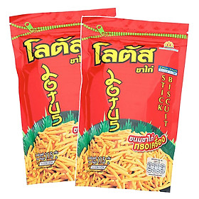 Combo 2 Gói Snack Bim Bim Cực Đại Bánh que Dorkbua Lotus vị Tôm Đỏ (115g x 2 gói) Nhập Khẩu Từ Thái Lan