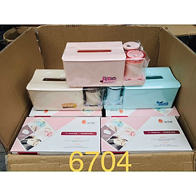 Mua Hộp đựng giấy ăn chữ nhật size trung kèm khay lọ tăm tiêu bằng nhựa cao cấp - TH20 ( giao màu ngẫu nhiên )
