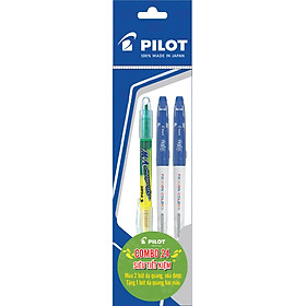 Combo Pilot 24 : 2 dạ quang xóa được Frixion Colors xanh dương + 1 dạ quang 2 màu vàng-xanh lá