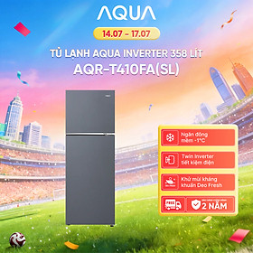 Freeship toàn quốc - Tủ lạnh ngăn đông trên Aqua 358L AQR-T410FA(SL) - Bảo hành 2 năm - Hàng chính hãng