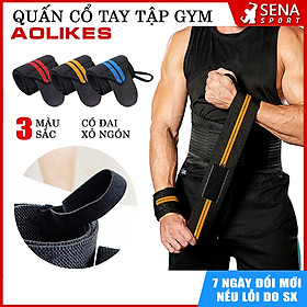 Hình ảnh Đai quấn bảo vệ cổ tay tập Gym Aolikes mẫu 2 vạch co giãn cực tốt (1 đôi)