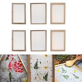 6x Wooden Paper Making Mould Frame, Paper Making Mold and Deckle, Papermaking Screen Kit for DIY Paper Craft